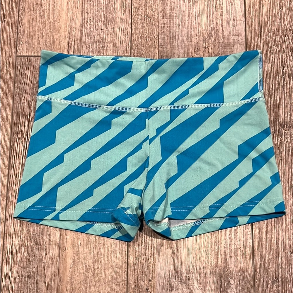Blue and Teal Striped Athletic Shorts
